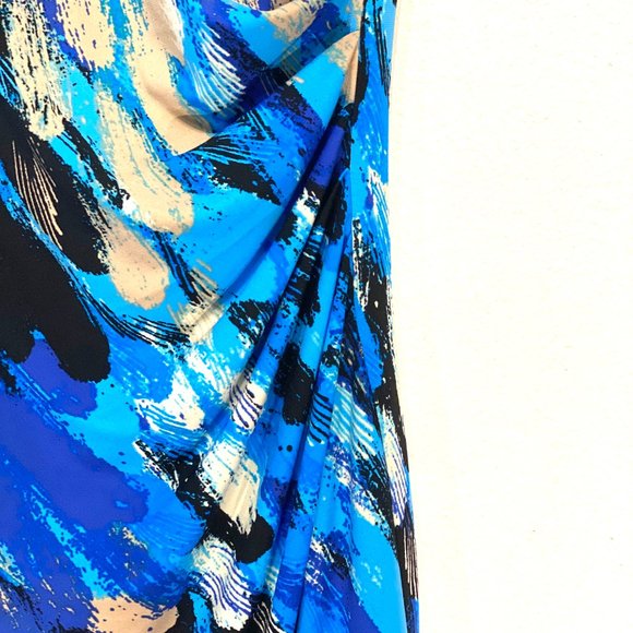 Muse Short Sleeve Midi Blue Mock Wrap Dress Size 8 - Picture 4 of 7